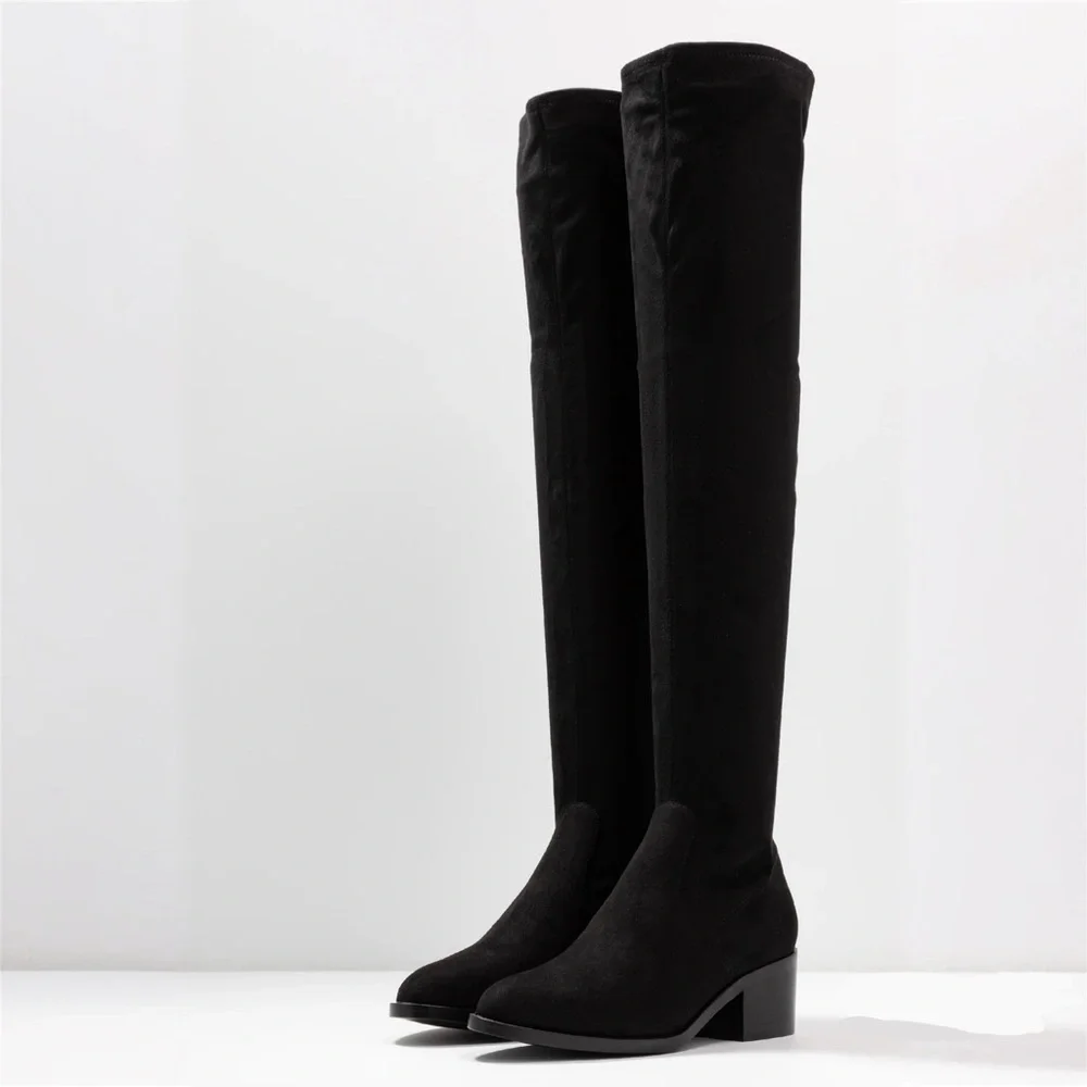 Steve Madden Georgette Black Over-the-Knee Tall Faux Suede Boots